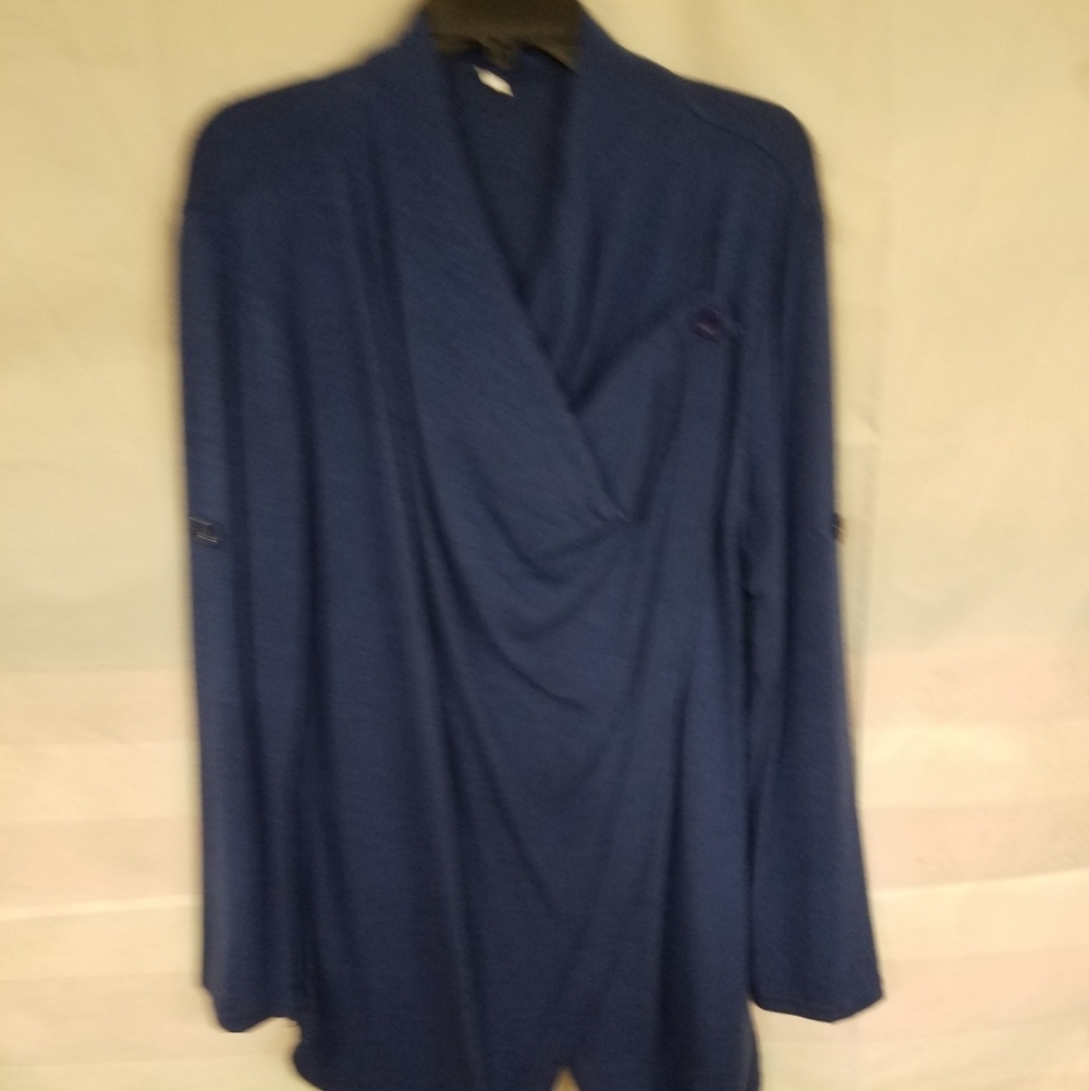 Cowl Neck Layered Sweater XXL Blue